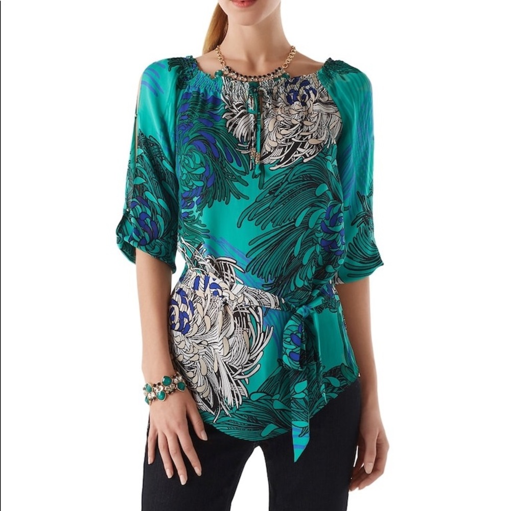 White House Black Market Silk Floral Blouse